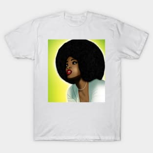 black woman with big afro hair T-Shirt